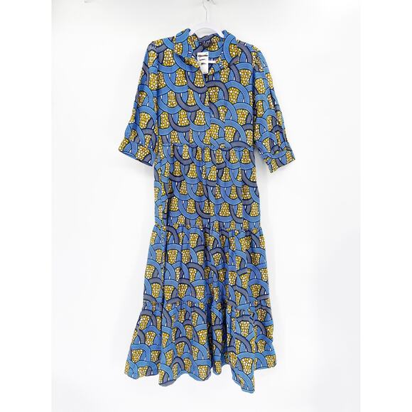 OULA Cotton A-line Midi Dress In Blue Grass Size S NWT - Picture 2 of 6